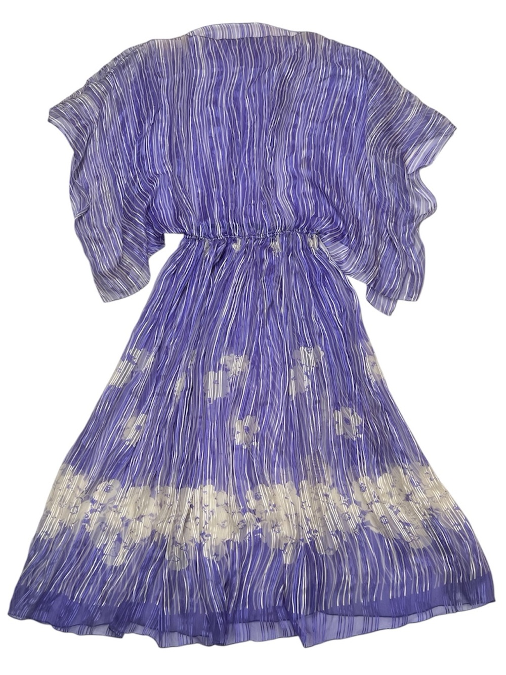 Vintage 70s Butterfly Sleeve Silk Midi Dress Sz Med Purple Boho Fairy Flowy